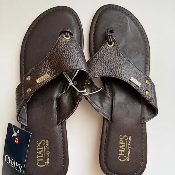 Chaps Women’s Casual Sandals Low Wedge Heel. Memory Foam Brown Size 7-8 ~NWT!! - Picture 1 of 3